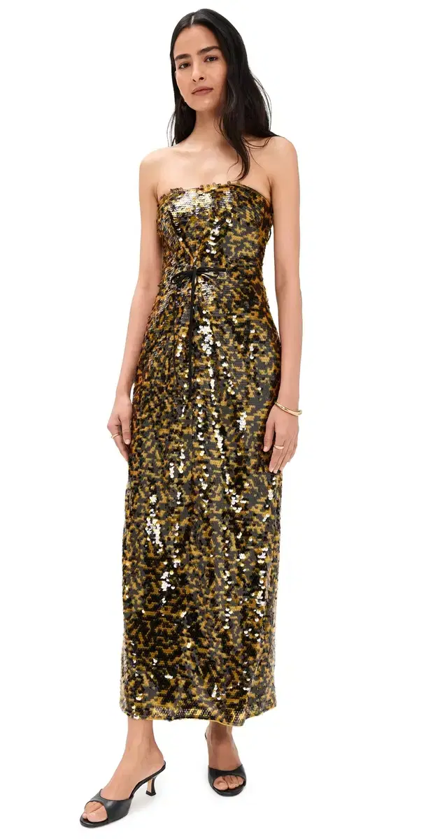 STAUD Cece Dress Turmeric/Black