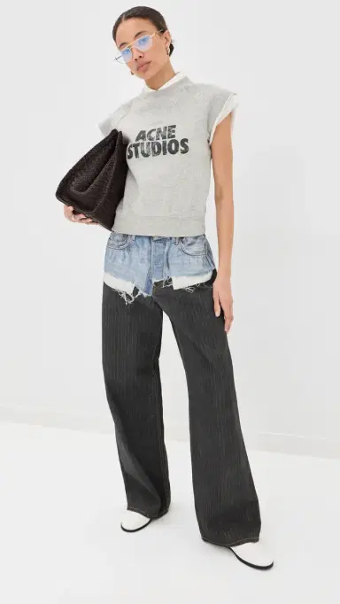 Acne Studios Short Sleeve Sweatshirt Grey Melange | Thumbnail 5 Acne Studios Short Sleeve Sweatshirt Grey Melange | Thumbnail 5