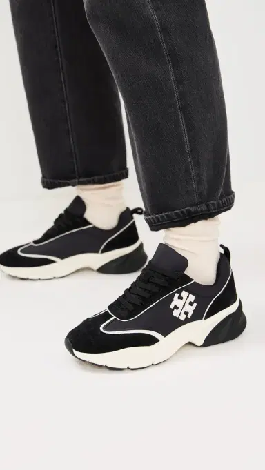 Tory Burch Good Luck Trainer Sneakers Perfect Black / New Ivory 4 | Thumbnail 3