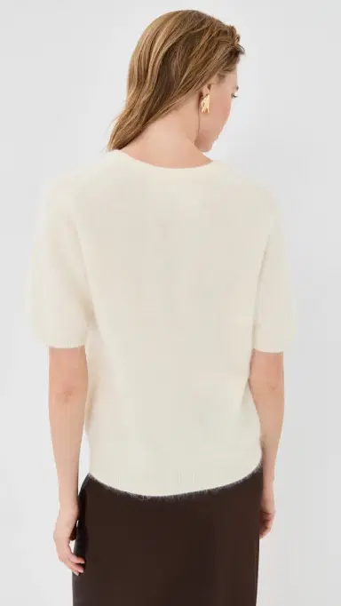 Lisa Yang Lovisa Cashmere T-Shirt Cream Brushed 0 | Thumbnail 3