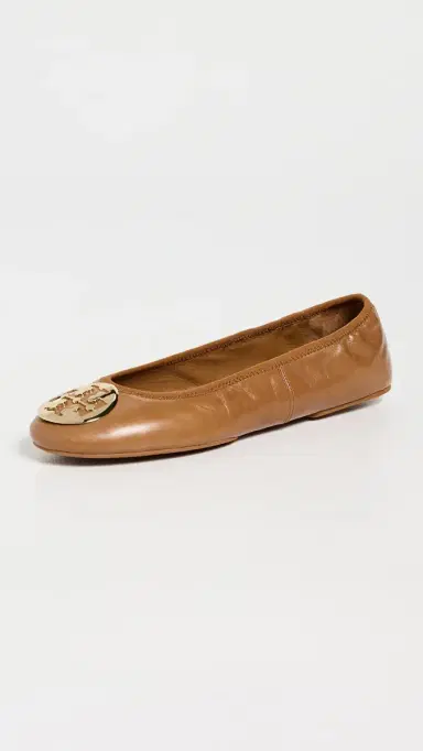 Tory Burch Reva Travel Ballet Flats Pecan Praline/Gold 5 | Thumbnail 2