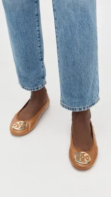 Tory Burch Reva Travel Ballet Flats Pecan Praline/Gold 5 | Thumbnail 3