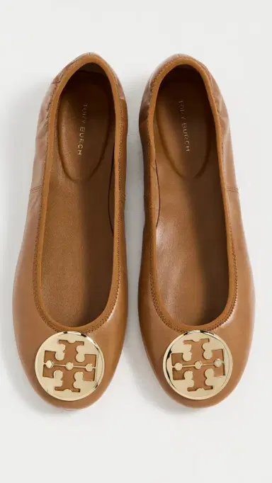 Tory Burch Reva Travel Ballet Flats Pecan Praline/Gold 5 | Thumbnail 5