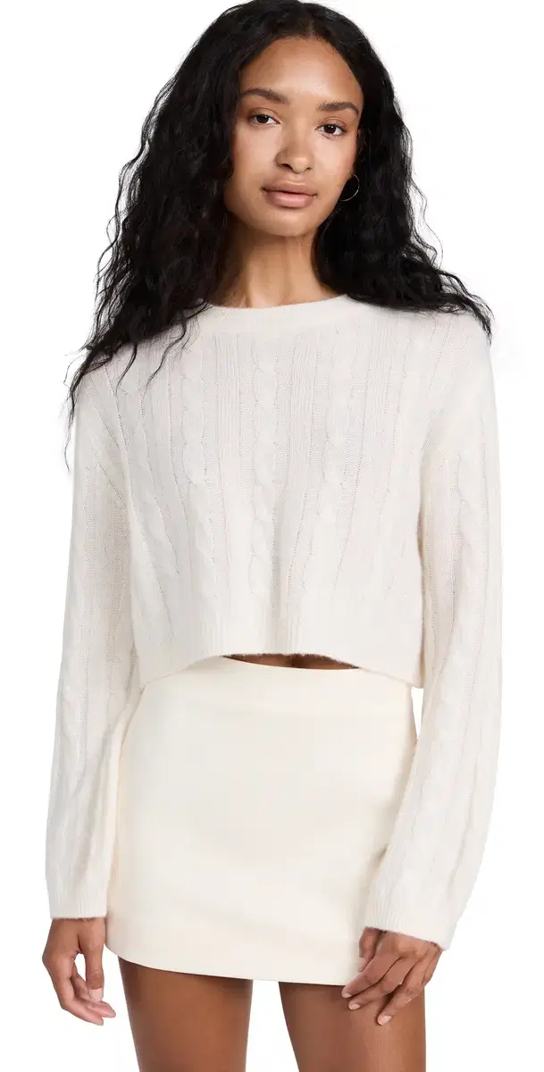 Emmanuel Cashmere Cable Knit weater Gardenia