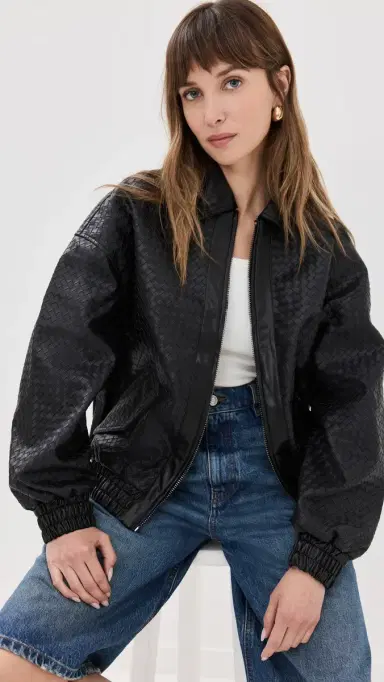 LIONESS Kenny Woven Bomber Jacket Onyx L | Thumbnail 2