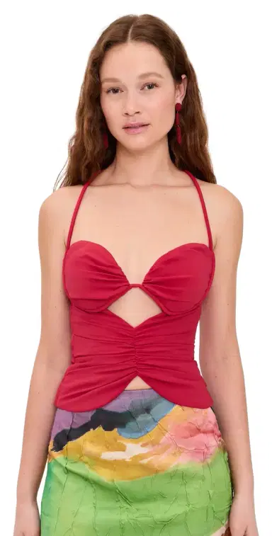 Andrea Iyamah Arlo Corset Top Raspberry | Thumbnail 1
