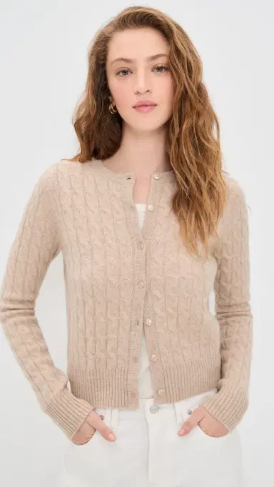 Joe's Jeans The Cable Dani Cashmere Cardigan Oatmeal | Thumbnail 2