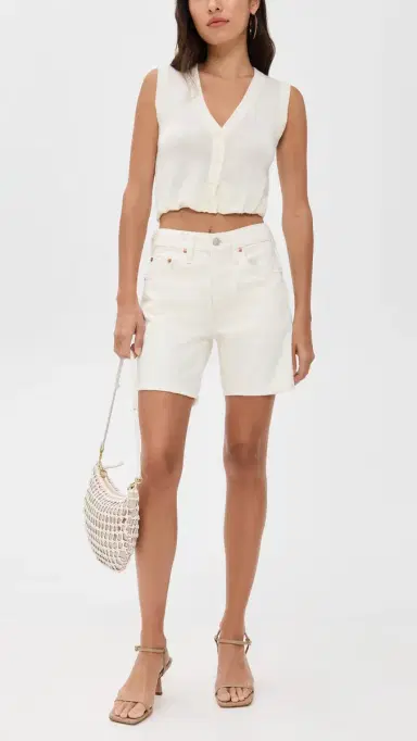 Levi's 501 Mid Thigh Shorts Ecru Booper No Damage 28 | Thumbnail 5