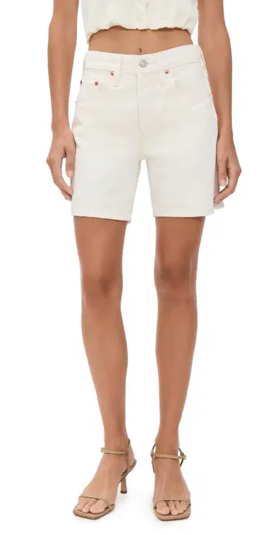 Levi's 501 Mid Thigh Shorts Ecru Booper No Damage 28 | Thumbnail 1