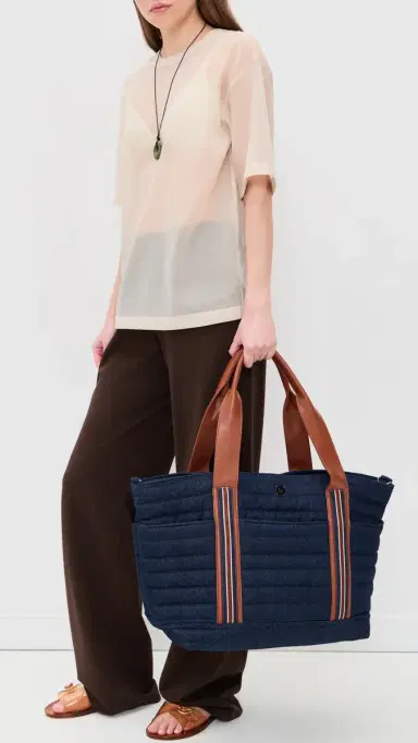 Think Royln Journey Maxi Tote Dark Denim & Mocha Luxe Trim | Thumbnail 3