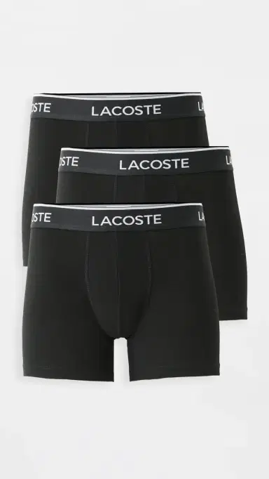 Lacoste Cotton Stretch Jersey Boxer Briefs 3 Pack Black | Thumbnail 2