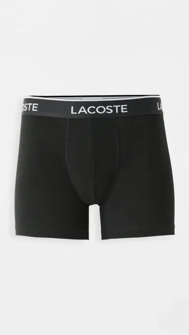 Lacoste Cotton Stretch Jersey Boxer Briefs 3 Pack Black | Thumbnail 3