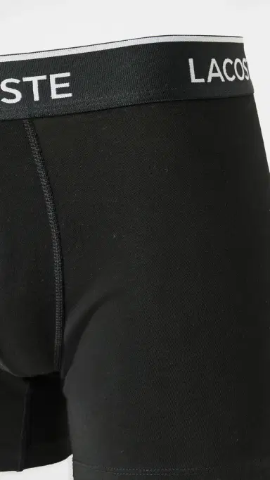Lacoste Cotton Stretch Jersey Boxer Briefs 3 Pack Black | Thumbnail 5