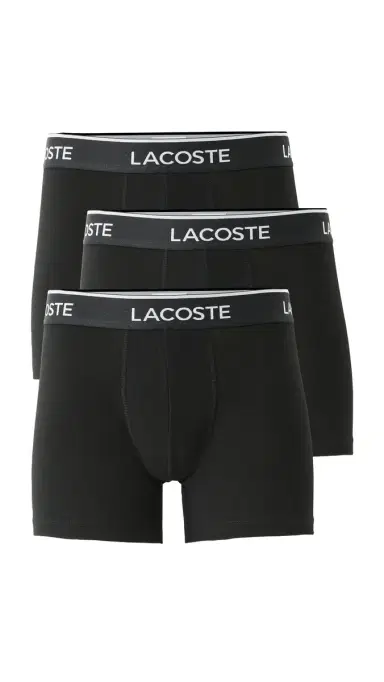 Lacoste Cotton Stretch Jersey Boxer Briefs 3 Pack Black | Thumbnail 1
