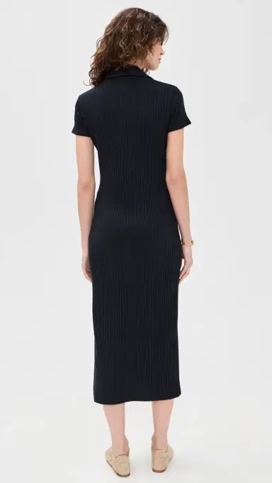 Vince Rib Short Sleeve Polo Dress Coastal | Thumbnail 3 Vince Rib Short Sleeve Polo Dress Coastal | Thumbnail 3