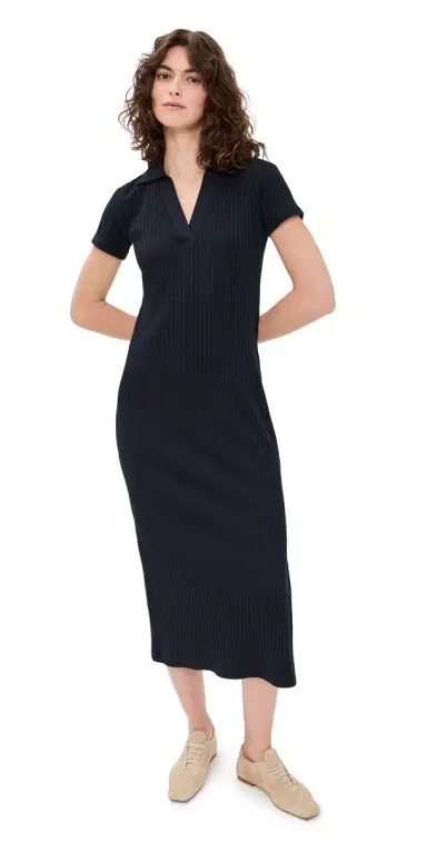 Vince Rib Short Sleeve Polo Dress Coastal | Thumbnail 1 Vince Rib Short Sleeve Polo Dress Coastal | Thumbnail 1