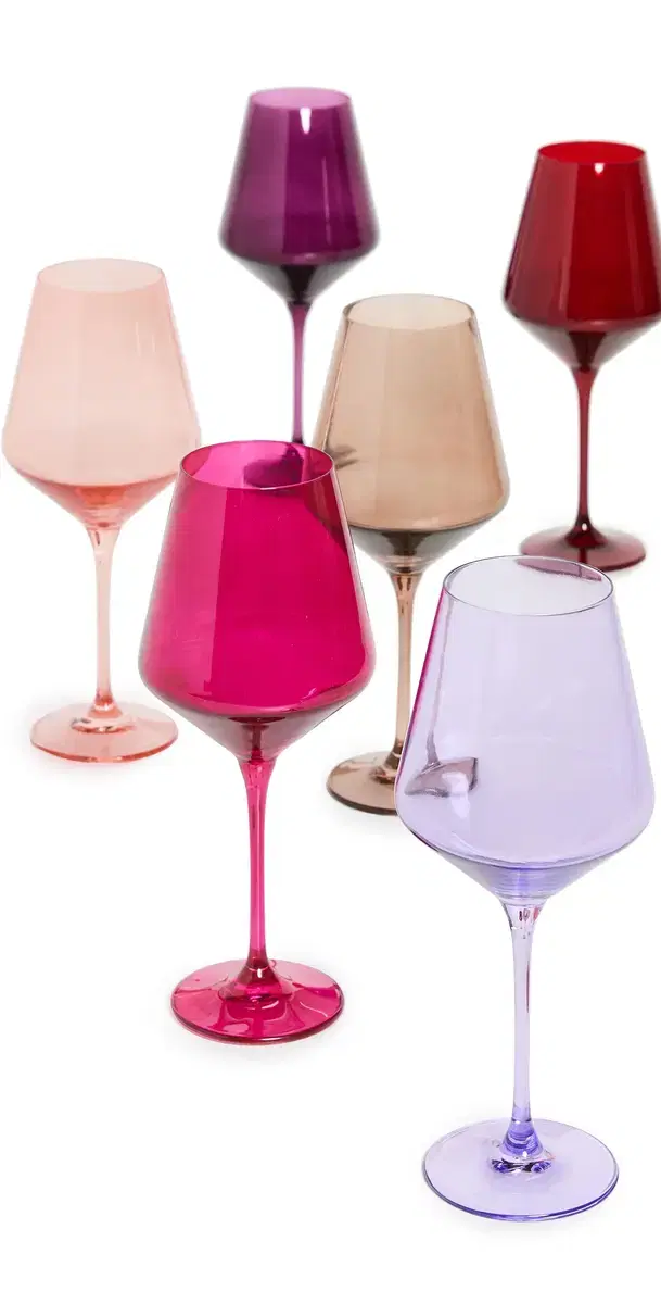 Estelle Colored Glass Stemware Set of 6 Fsa/Amth/Crl Pch/Pnk/Rd/Lav/Am One Size