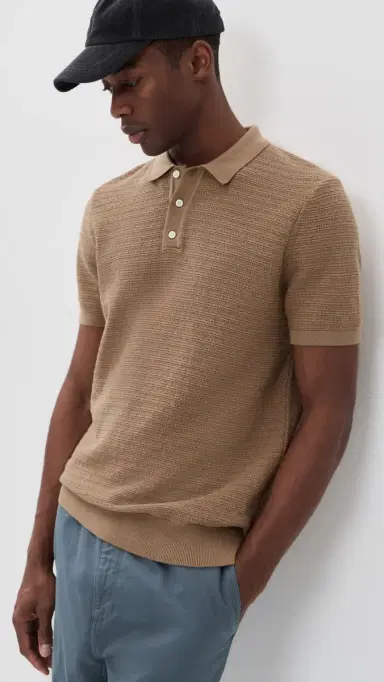 Billy Reid Lachlan Links Knit Polo British Khaki | Thumbnail 2 Billy Reid Lachlan Links Knit Polo British Khaki | Thumbnail 2
