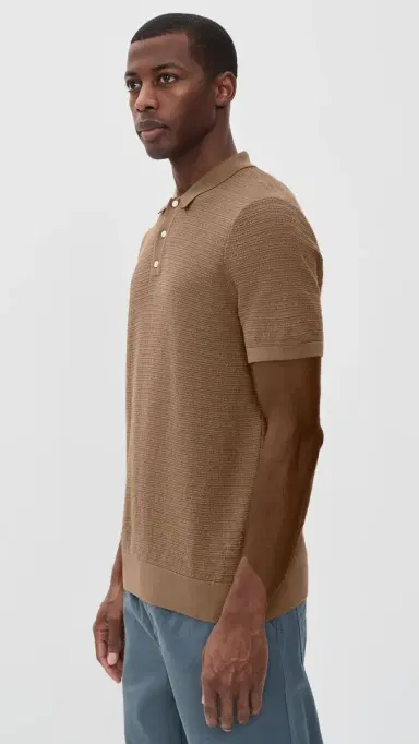 Billy Reid Lachlan Links Knit Polo British Khaki | Thumbnail 4 Billy Reid Lachlan Links Knit Polo British Khaki | Thumbnail 4