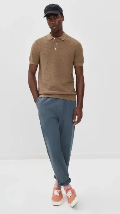 Billy Reid Lachlan Links Knit Polo British Khaki | Thumbnail 5 Billy Reid Lachlan Links Knit Polo British Khaki | Thumbnail 5