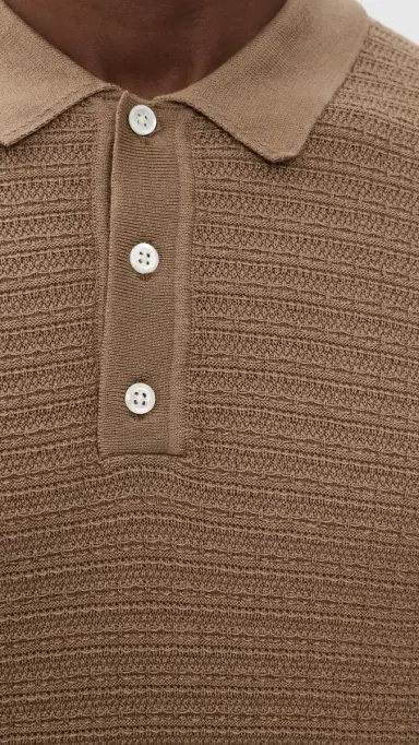 Billy Reid Lachlan Links Knit Polo British Khaki | Thumbnail 6 Billy Reid Lachlan Links Knit Polo British Khaki | Thumbnail 6