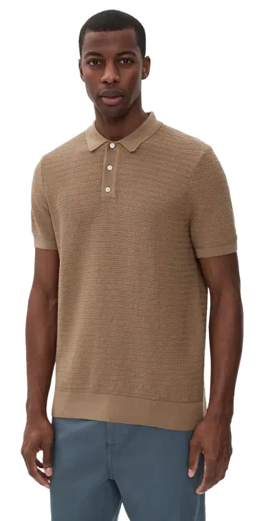 Billy Reid Lachlan Links Knit Polo British Khaki | Thumbnail 1 Billy Reid Lachlan Links Knit Polo British Khaki | Thumbnail 1