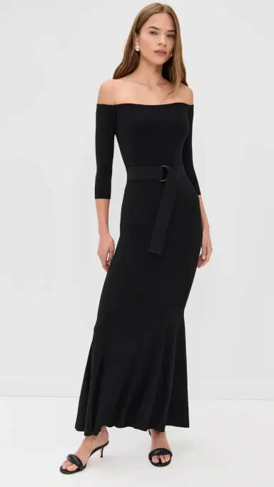 Norma Kamali Kamali Kulture Off Shoulder Fishtail Gown Black M | Thumbnail 2