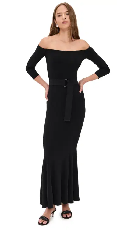 Norma Kamali Kamali Kulture Off Shoulder Fishtail Gown Black M | Thumbnail 1
