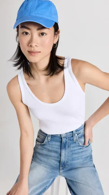 AMO Crop Rib Tank White | Thumbnail 2 AMO Crop Rib Tank White | Thumbnail 2