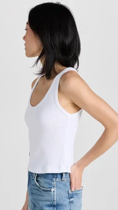 AMO Crop Rib Tank White | Thumbnail 4 AMO Crop Rib Tank White | Thumbnail 4