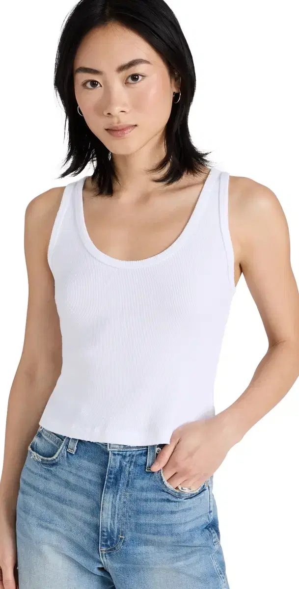 Crop Rib Tank White