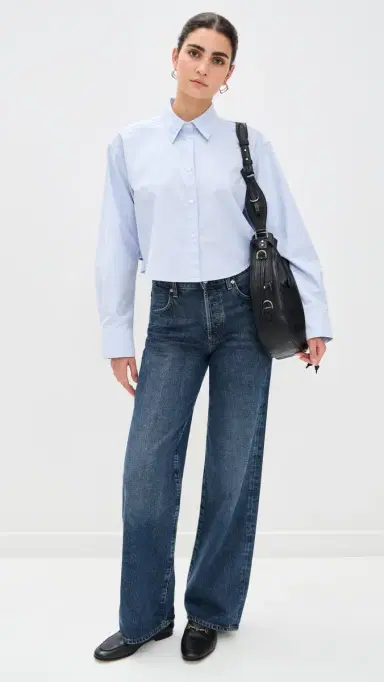 Citizens of Humanity Ana Cropped Shirt Blue | Thumbnail 5