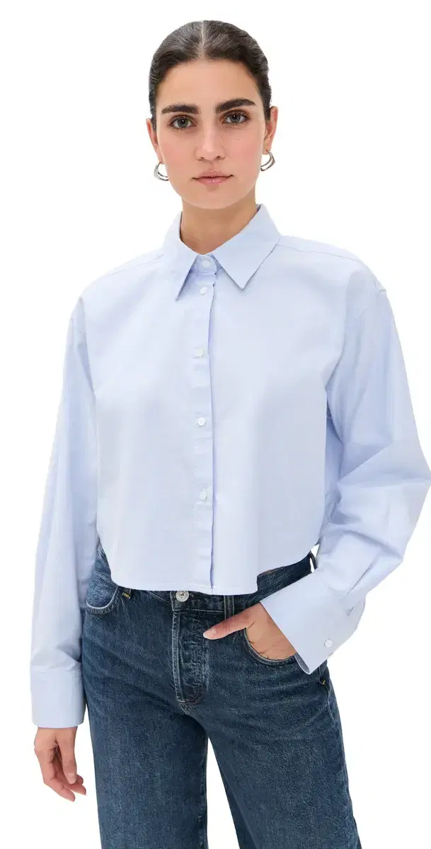 Ana Cropped Shirt Blue