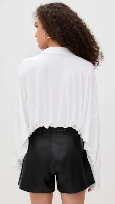 Norma Kamali Super Oversized Boyfriend Shirt Bodysuit now White | Thumbnail 3