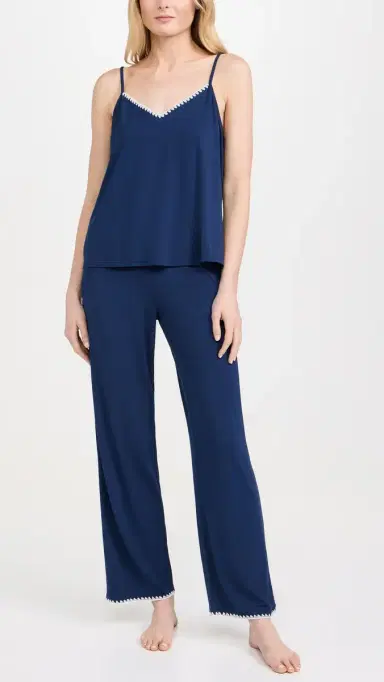 Eberjey Frida Cami and Pants Pajama Set Navy/Ivory L | Thumbnail 2