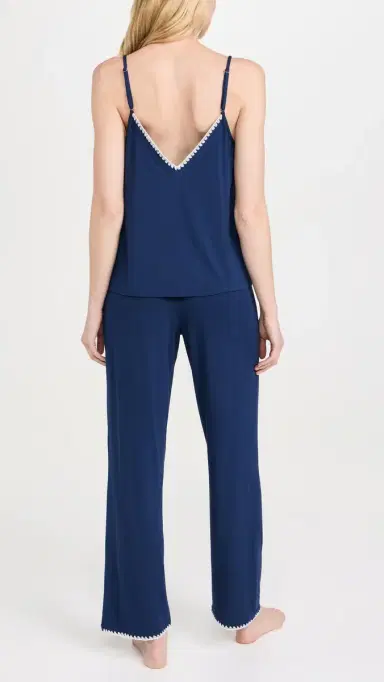 Eberjey Frida Cami and Pants Pajama Set Navy/Ivory L | Thumbnail 3