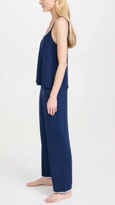 Eberjey Frida Cami and Pants Pajama Set Navy/Ivory L | Thumbnail 4