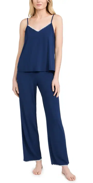Eberjey Frida Cami and Pants Pajama Set Navy/Ivory L | Thumbnail 1