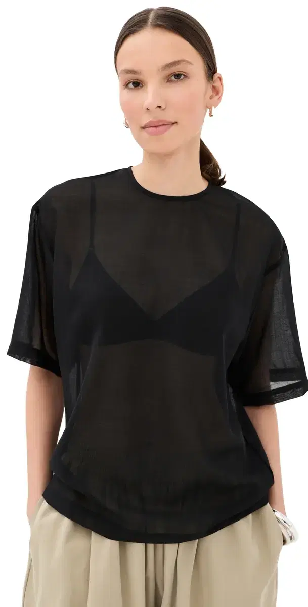 Sheer Wool Gauze Easy Tee Black