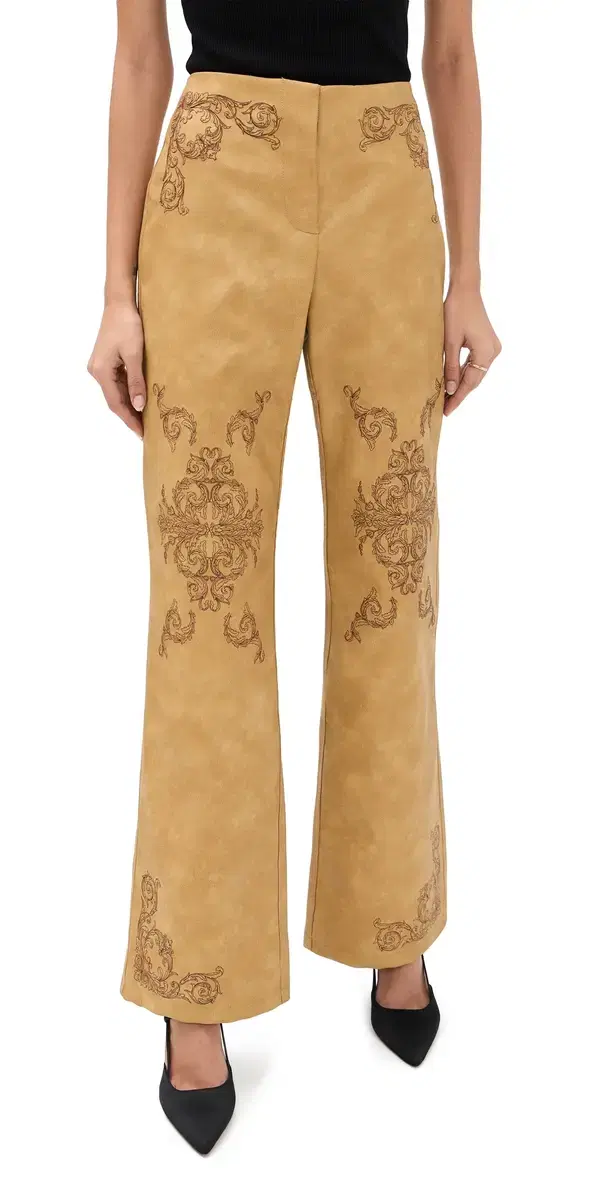 eba Faux Leather Pants Desert