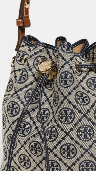 Tory Burch T Monogram Bucket Bag Tory Navy One Size | Thumbnail 5 Tory Burch T Monogram Bucket Bag Tory Navy One Size | Thumbnail 5