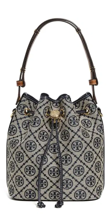 Tory Burch T Monogram Bucket Bag Tory Navy One Size | Thumbnail 1 Tory Burch T Monogram Bucket Bag Tory Navy One Size | Thumbnail 1