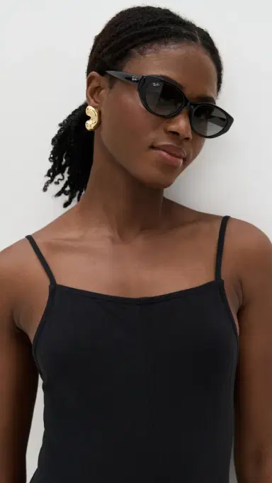 Ray-Ban RB4457D Oval Sunglasses Black One Size | Thumbnail 3