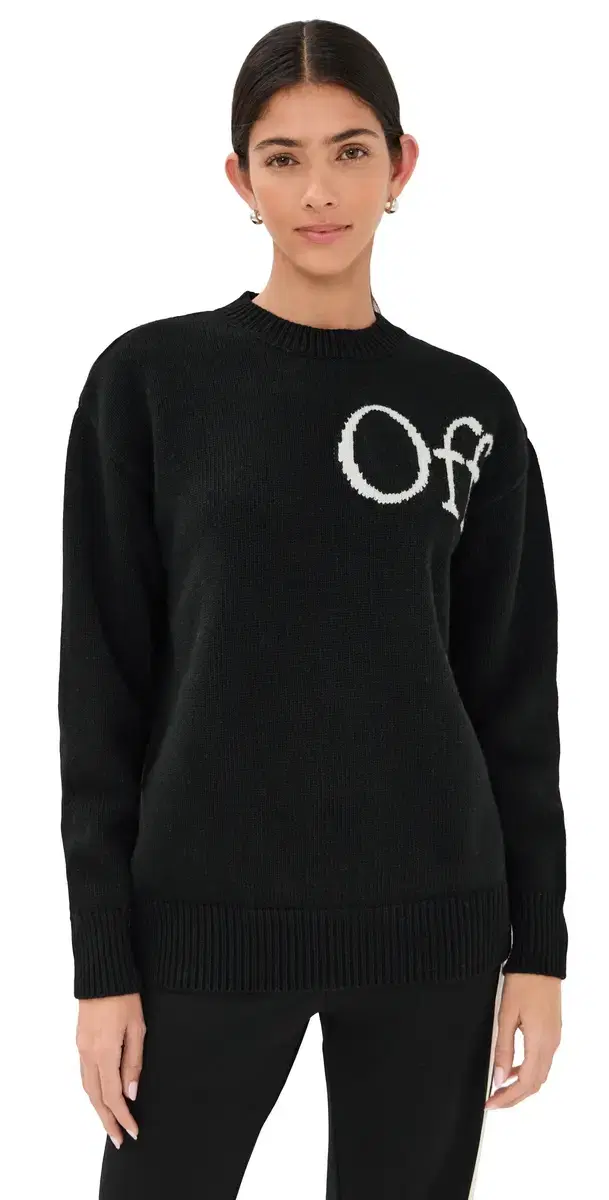 Bookish hared Knit Crewneck weater Black/White