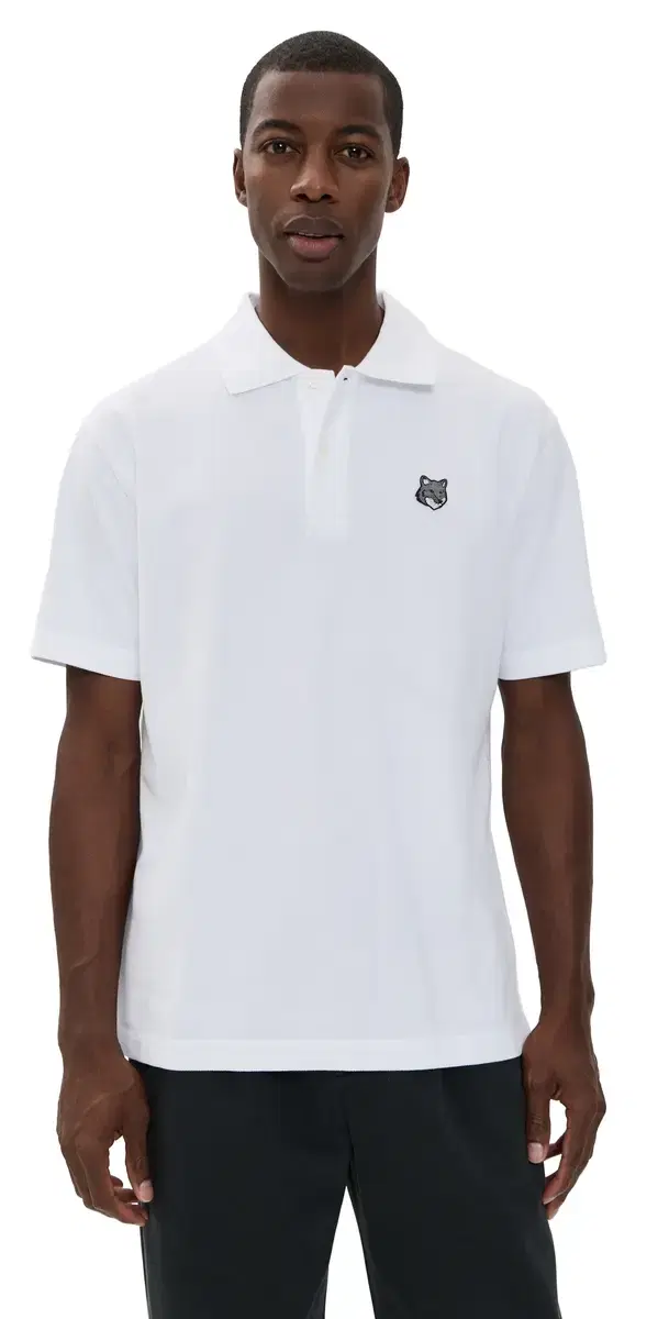 Grey Fox Head Patch Comfort Polo White
