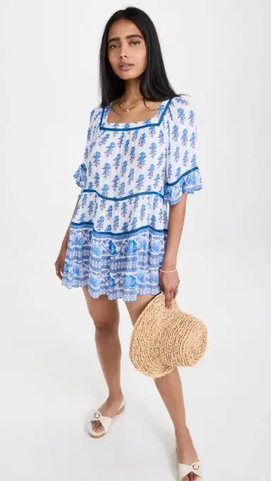 Playa Lucila Drop Waist Border Print Dress Blue Border Print S | Thumbnail 5 Playa Lucila Drop Waist Border Print Dress Blue Border Print S | Thumbnail 5