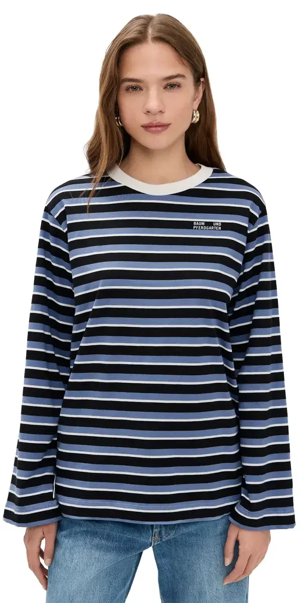 Jeevana Tee Blue Black tripes