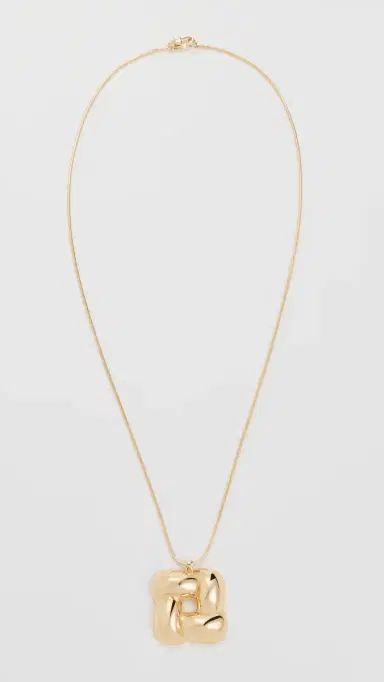 Jenny Bird Woven Square Pendant Necklace High Polish Gold One Size | Thumbnail 2