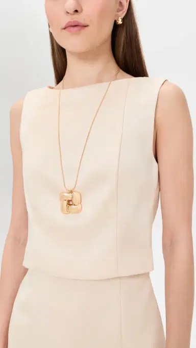 Jenny Bird Woven Square Pendant Necklace High Polish Gold One Size | Thumbnail 3