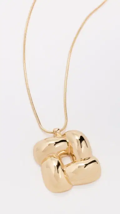 Jenny Bird Woven Square Pendant Necklace High Polish Gold One Size | Thumbnail 4